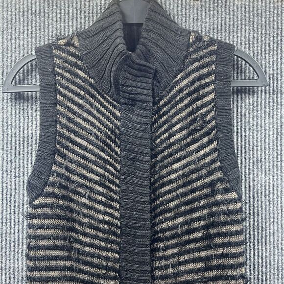 Rachel Roy Sweater Dress Womens Large Black Brown Striped Stretch Wool Fitted - Picture 3 of 13